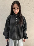 Petans Brushed High Neck Stripe Fleece Sweatshirt