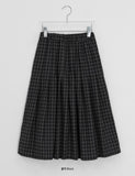 Gatell Peach Fuzz Banding Check Long Skirt