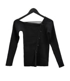 Garrett Unbalanced Button Long Sleeve Knit