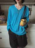 Crema linen V-neck knit