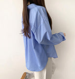Striped loose fit long sleeve shirt