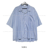 Levi overfit striped half shirt