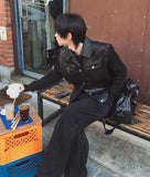 Kurt knit color matching leather jacket