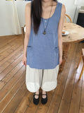 Fineb Button Pocket Layered Sleeveless One Piece