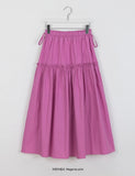 Yoohoo Ribbon Banding Frill Long Skirt