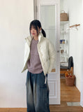 Season zipper pocket puffer collar short padding