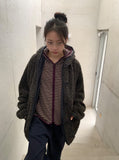 Handal Boucle Half Hood Fur Jacket