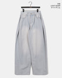 Minta Washing Side Pin Tuck Wide Denim Pants