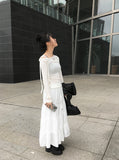 Crum Lace Banding Long Tiered Skirt