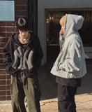 [Lining brushed] Curie New York Patch Damage Hood Zip-up