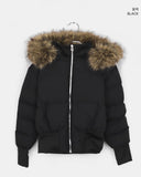 Eru Shibori fur hooded zip-up short padding