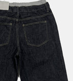 Band-layered low denim pants