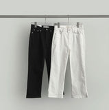 Hem Side Slit Ankle Length Capri Span Cotton Pants