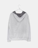 Hummus Lettering Print Stripe Color Matching Snap Button Long Sleeve Hood Zip-Up