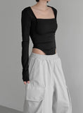 Ella Mix Square Neck Bodysuit Tee