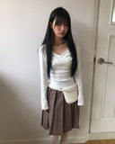 Rome Flower Ribbon V-Neck Long Sleeve T-Shirt