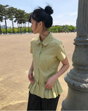 [MADE] Pooin Pleated Punching Short Sleeve Blouse