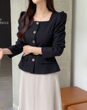 Roche Square Peplum Tweed Jacket