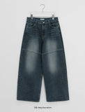 Kitona Cut Washing Denim Wide Pants