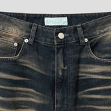 LookPain Cat Wash Wide Denim Pants