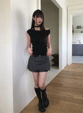 [Belt Set/Pants Lining] Town Low Mini Skirt Pants