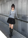 Obik Shirring Biker Buckle Long Boots