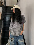 Multi stripe strap off-shoulder short sleeve