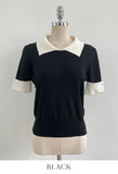 Julien color matching collar pearl sleeve knit