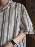 eddieroll pleated striped half shirt