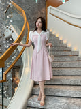 Michelle Tie Color Matching Tulip Flare Long One Piece