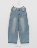 Delmap Washing Denim Balloon Wide Pants