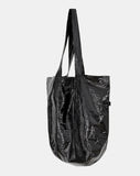 Wrinkle glossy big shoulder bag