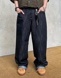 Non-fade raw wide denim