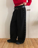 Nadine Studded Banding Strap Wide-Fit Training Long Pants