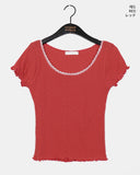 Delk Lace Punching Puff Short Sleeve T-Shirt