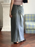 Hotty Vintage Wash Summer Denim Maxi Long Skirt