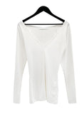 Mutton Sleeve Deep V-Neck Long T-Shirt