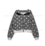 More Than Star Color Matching Two-Way Crop Hood Zip-Up