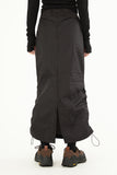 Hem side shirring nylon long skirt