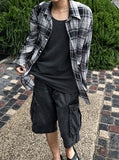 Summer check board cutting shirt