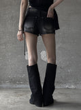 Studded Black Short Denim