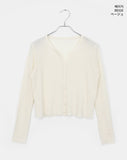 Dudan round rib see-through long sleeve cardigan