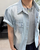 Salt Two-Pocket Washed Denim Short Sleeve Shirt