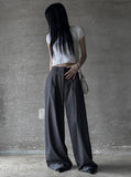 Signature pin tuck wide slacks