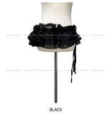 Lace Tiered Layered Wrap Belt Skirt