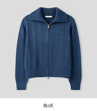 Baguette two-way cable knitwear zip-up