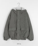 [unisex] Momoni two-way corduroy fleece quilted hood zip-up