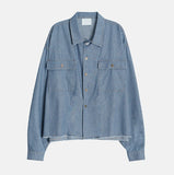 Leroy cutting denim shirt