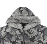 Ash camo fur crop padding