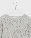Shuji Flower Waffle Henley Neck Long Sleeve Tee